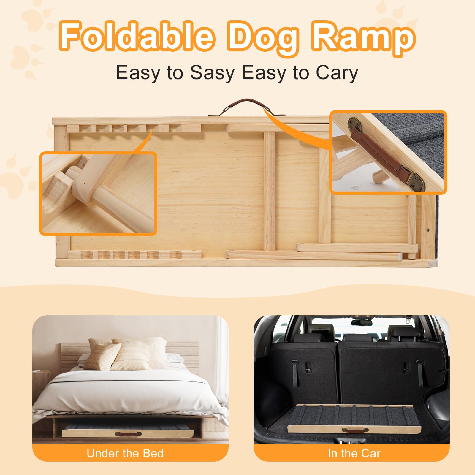 Smilebaby large dog ramp side view highlights sturdy, wide surface