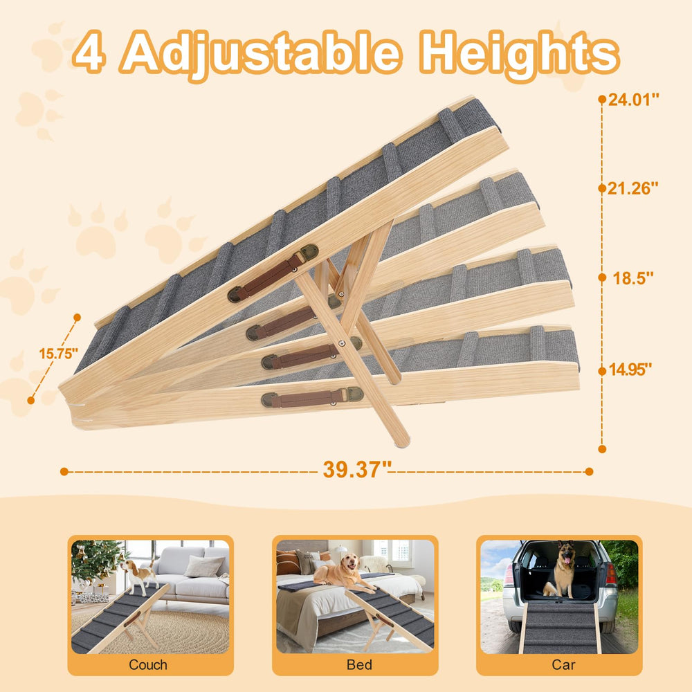 Smilebaby large dog ramp unfolded height adjustment from 14.95 to 24 inches