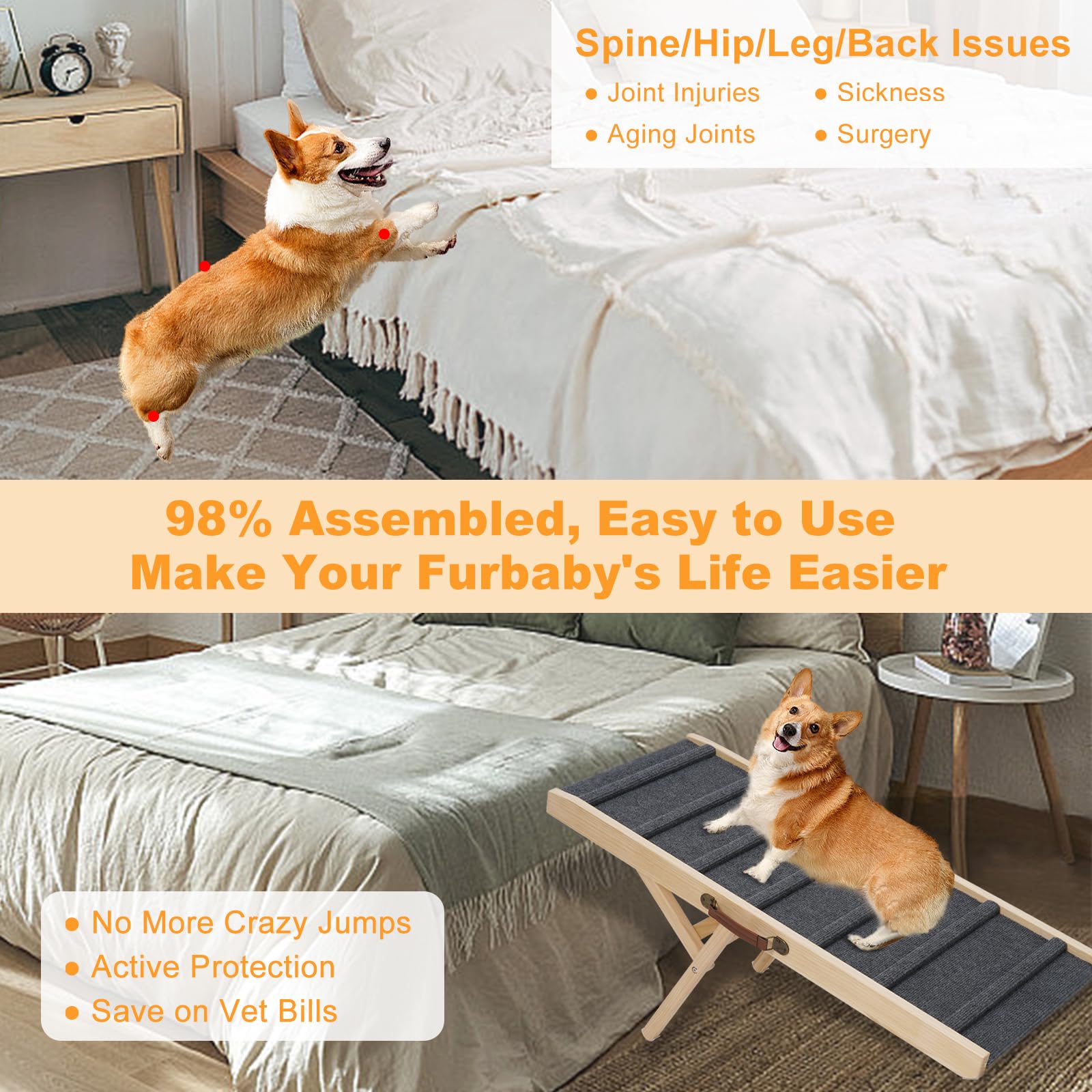 Smilebaby large dog ramp wide surface supports big dogs comfortably