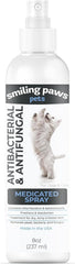 Smiling Paws Pets Advanced Chlorhexidine Spray bottle ready for at-home skin care.