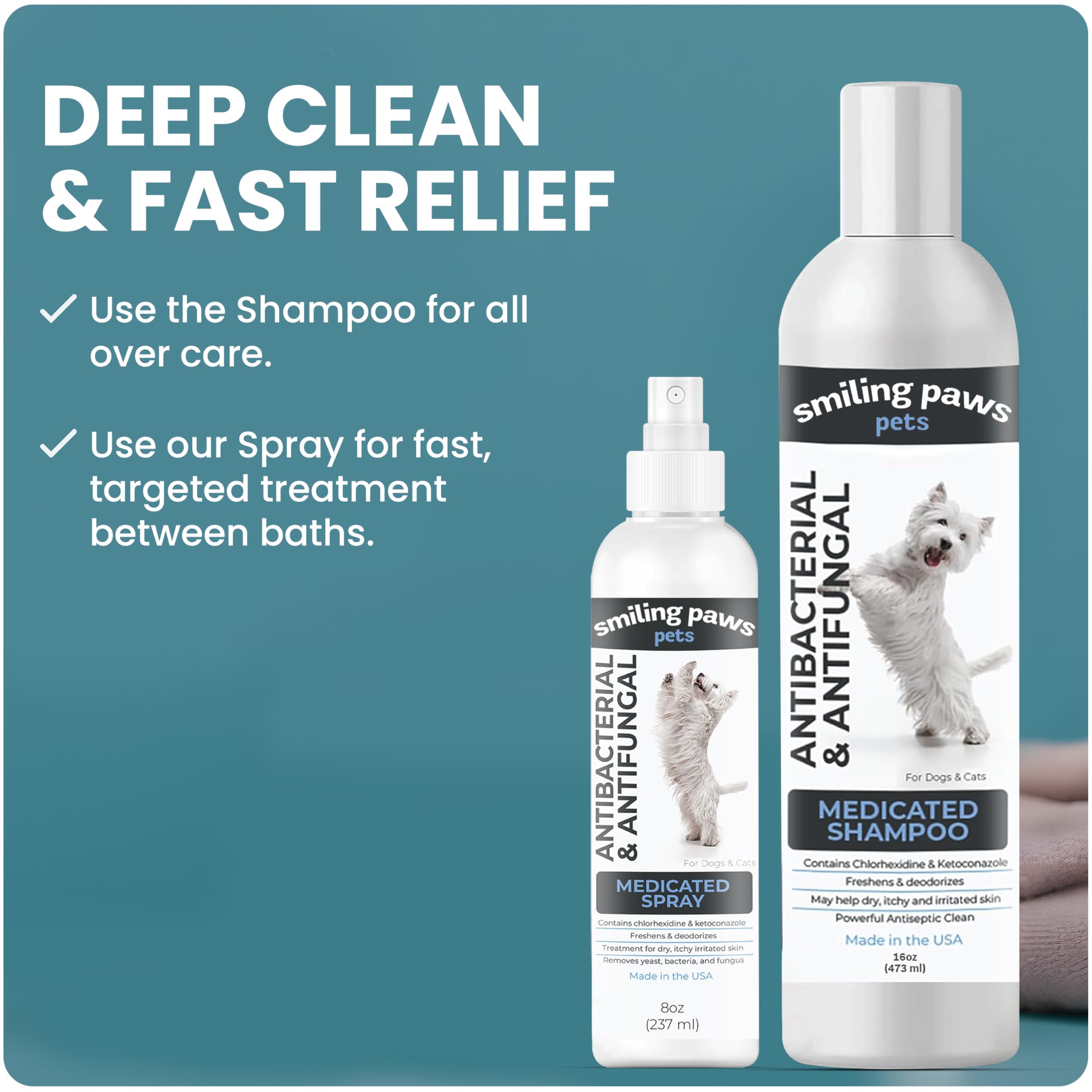 Smiling Paws Advanced Spray ingredients list highlights 2% chlorhexidine content.