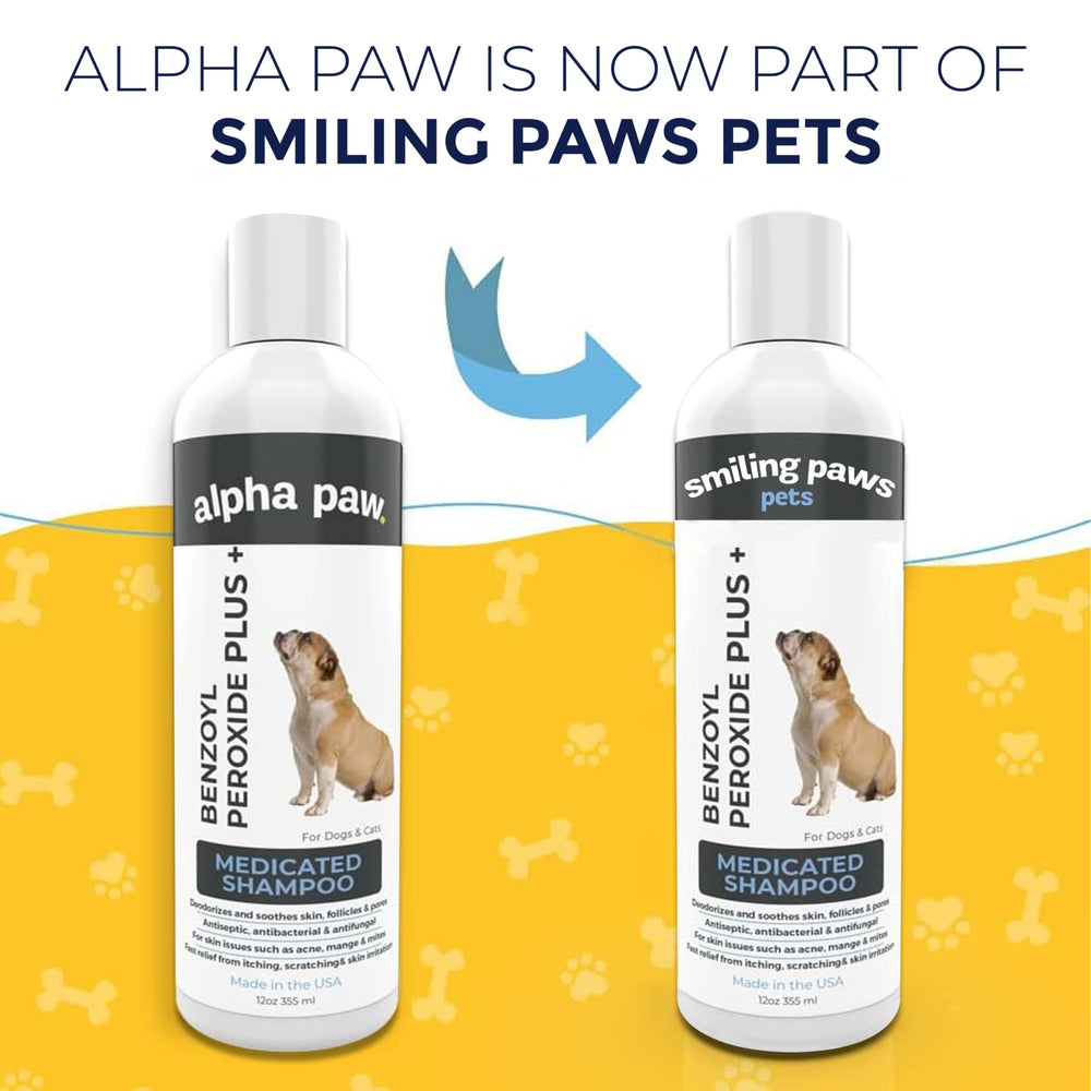 Smiling Paws Pets benzoyl peroxide foam application supports cleansing