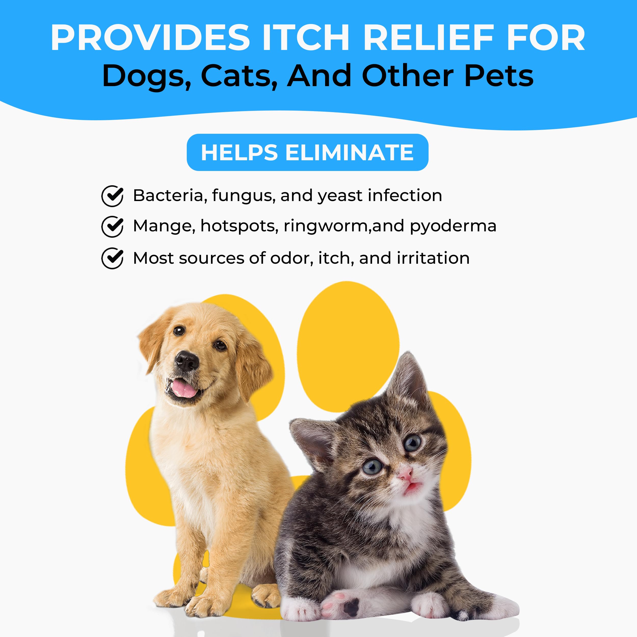Smiling Paws Pets Medicated Waterless Shampoo spray demonstrates easy, on-the-go application for sensitive pets.