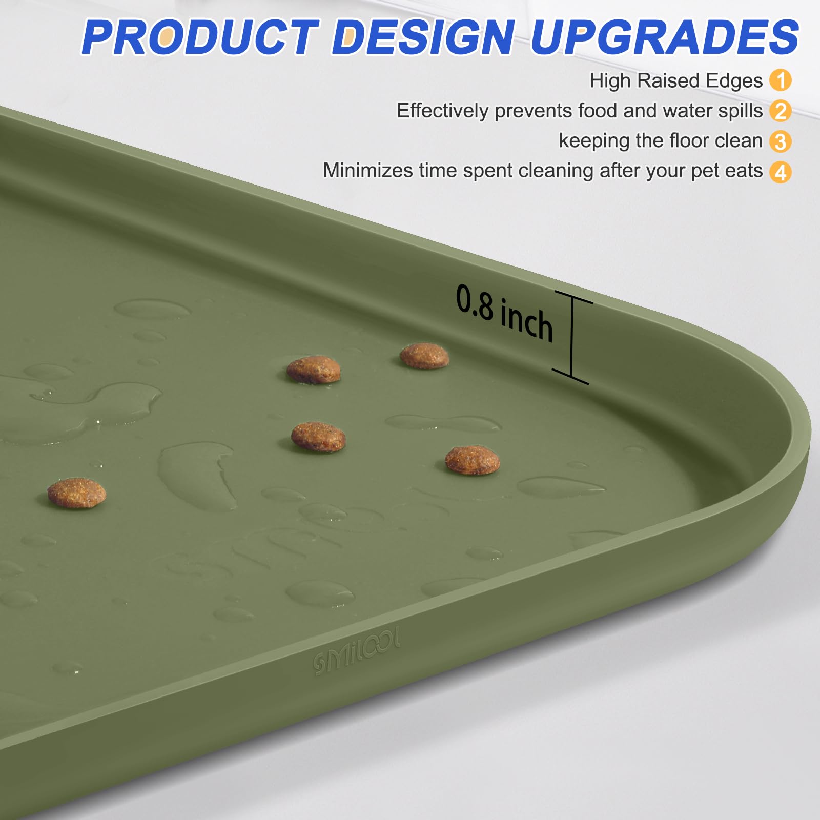 SMILOOL easy-clean silicone mat wipes down and dishwasher safe.