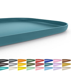 Smiloool feeding mat with raised edge protects floors from spills in slate blue