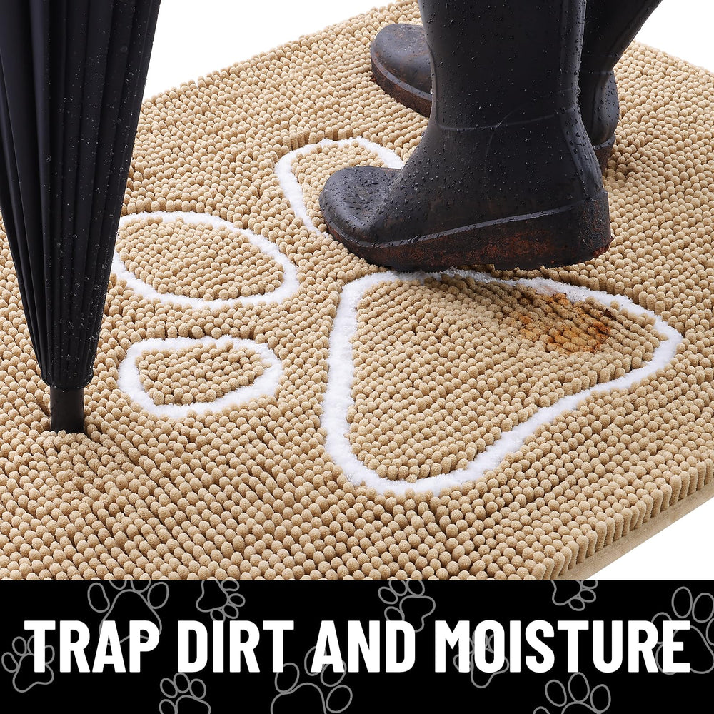 Smiry absorbent dirt trap mat demonstrates moisture absorption and dirt containment.