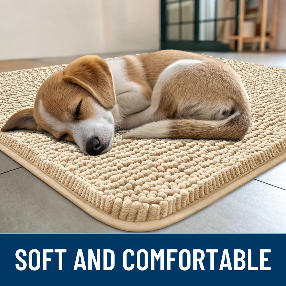 Smiry dog door mat absorbent dirt-trapper closeup captures moisture and mud at the doorway.