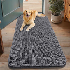 Smiry dog door mat absorbs mud and moisture at the entry.