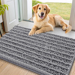 Smiry dog door mat with muddy paws keeps entryways clean and dry.