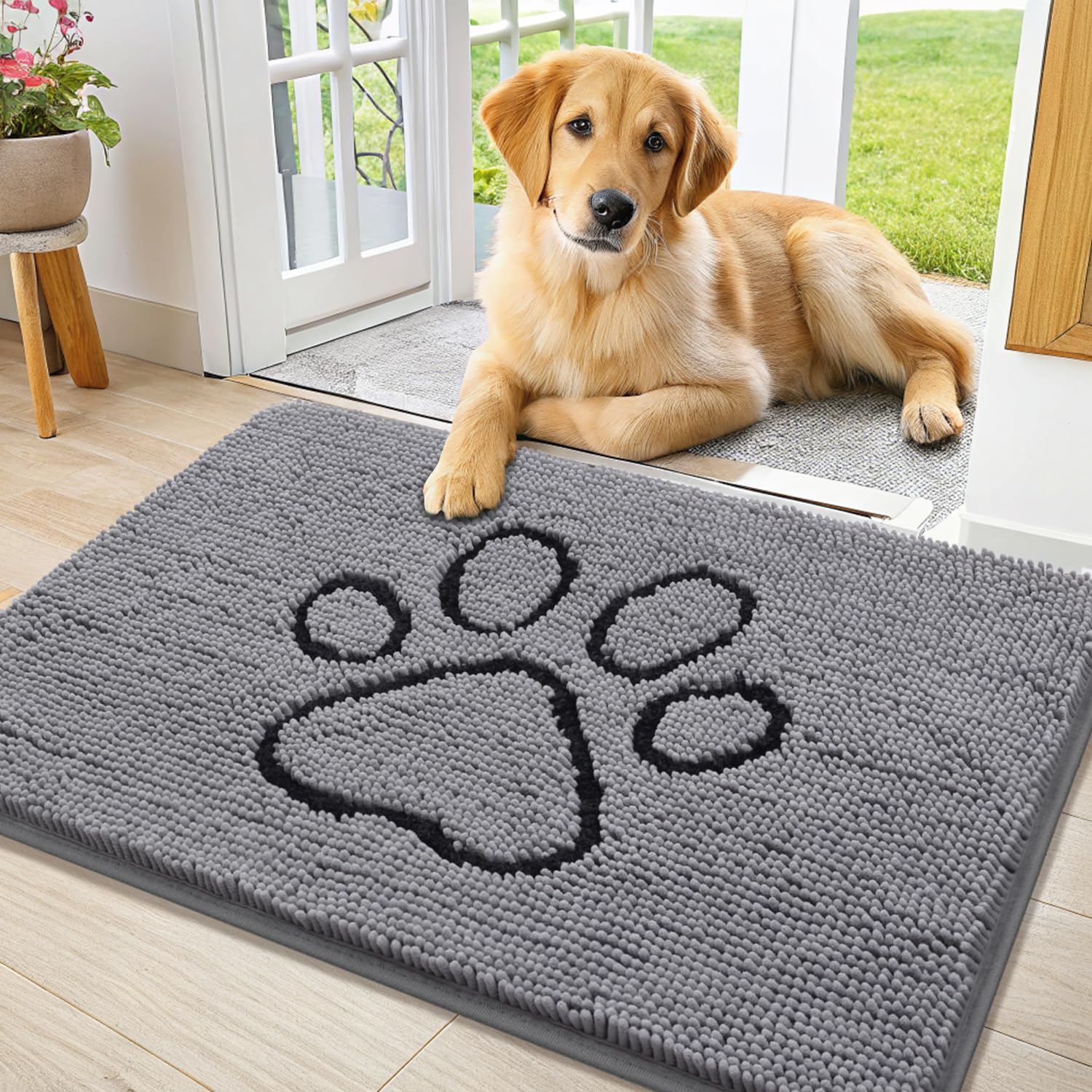 Smiry dog door mat muddy paws absorbent dirt-trapper at entry
