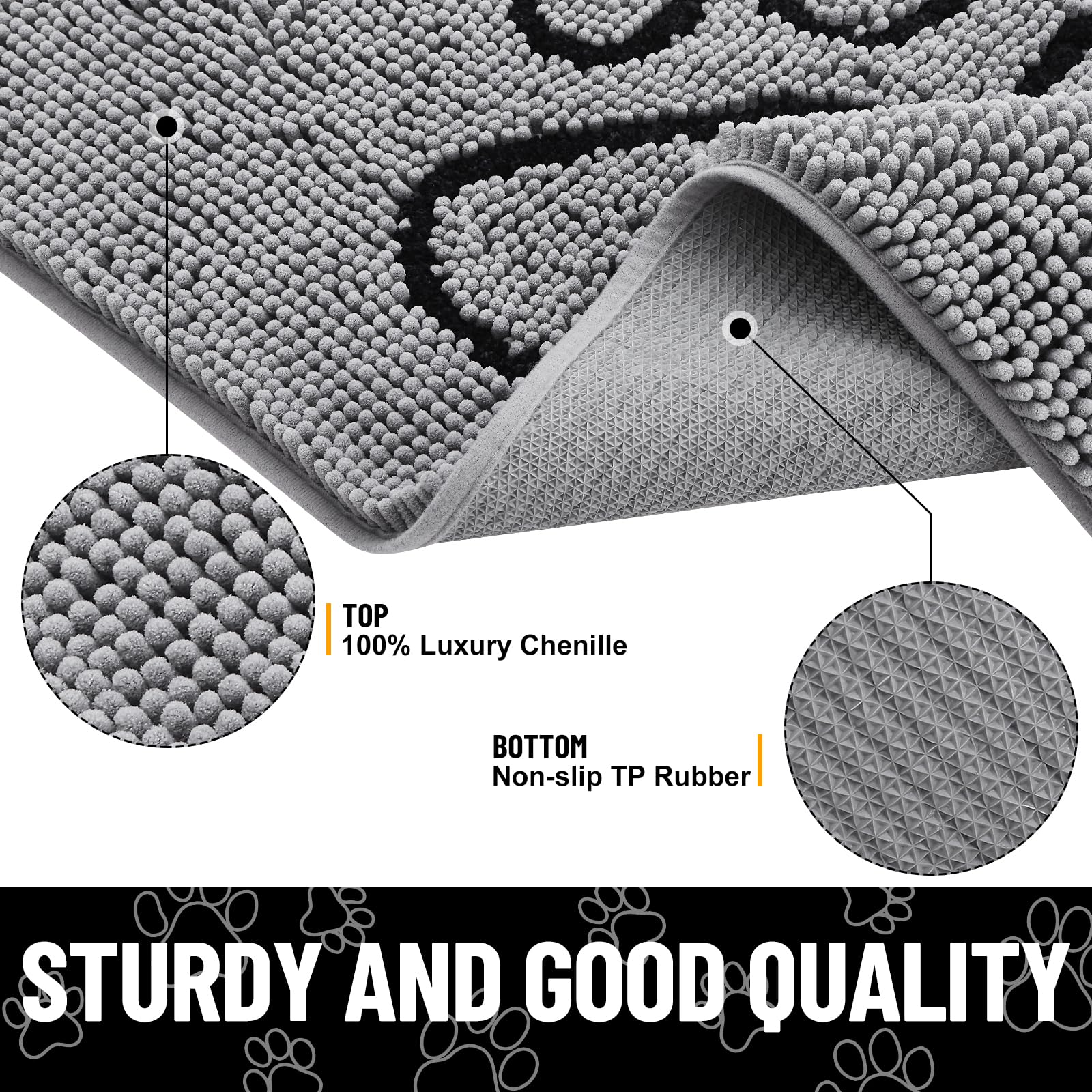 Smiry dog door mat with non-slip rubber base prevents slipping