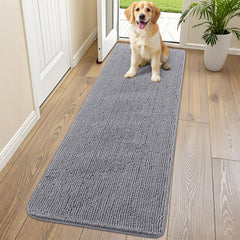 Smiry dog door mat with plush chenille at the front door; soft under paws for cozy entryways.