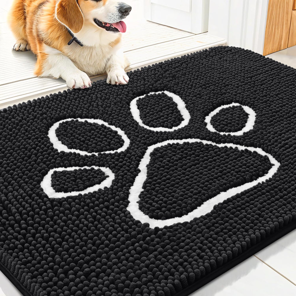 Smiry door mat with soft chenille texture for cozy comfort and dirt pickup.