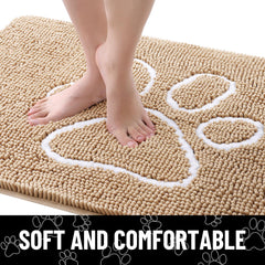 Smiry easy-clean chenille mat ready for machine washing and fast drying.