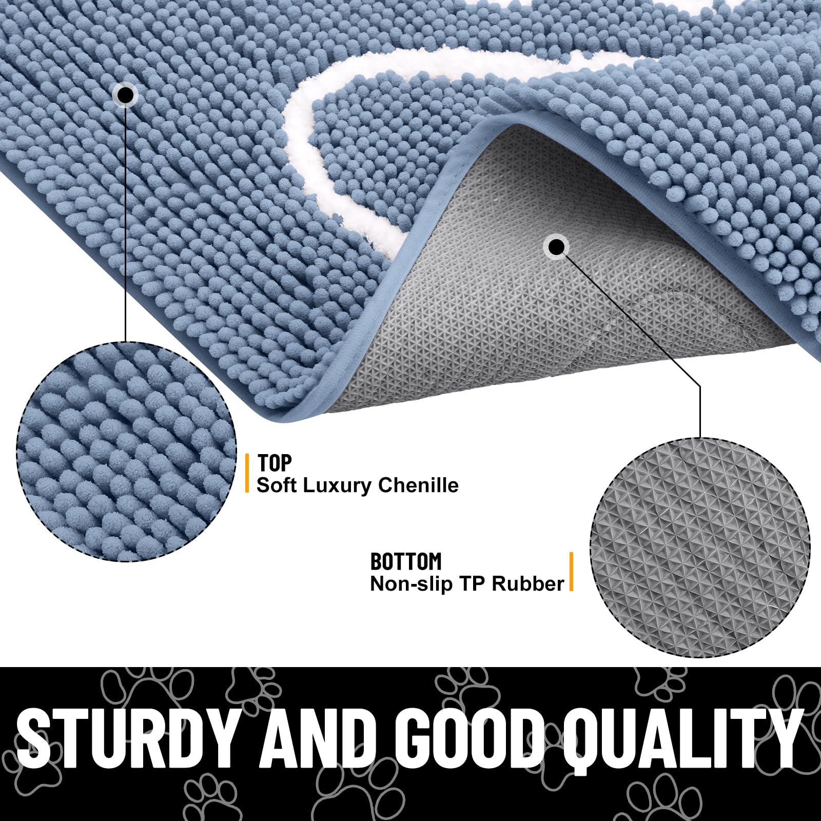 Smiry mat features a non-slip rubber base for steadier footing