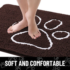 Smiry easy-clean chenille mat; shake, machine wash, quick-dry for reuse.