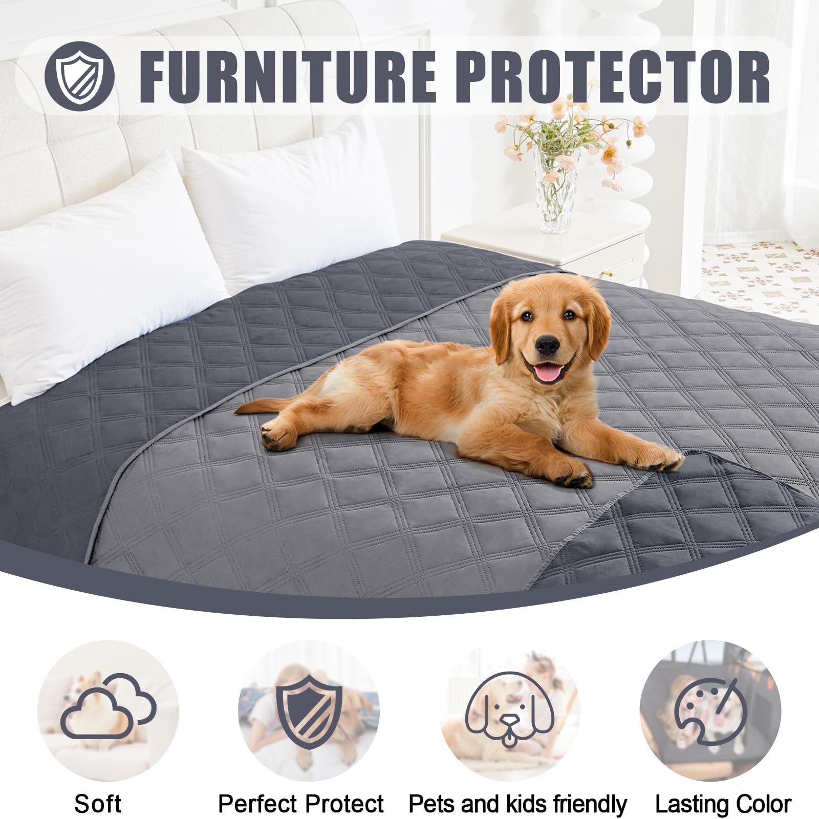 Smiry soft, durable blanket offers cozy rest for pets on furniture.