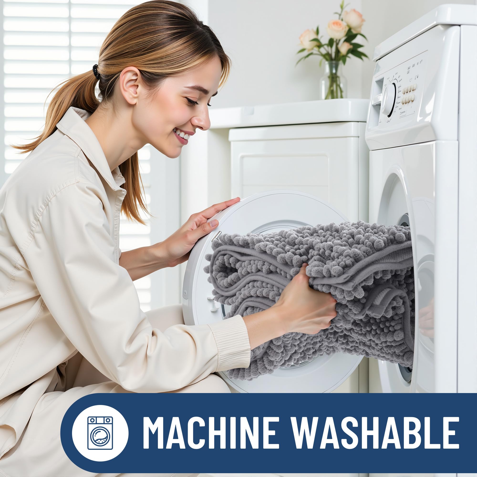 Smiry machine-washable mat cleans easily between uses.