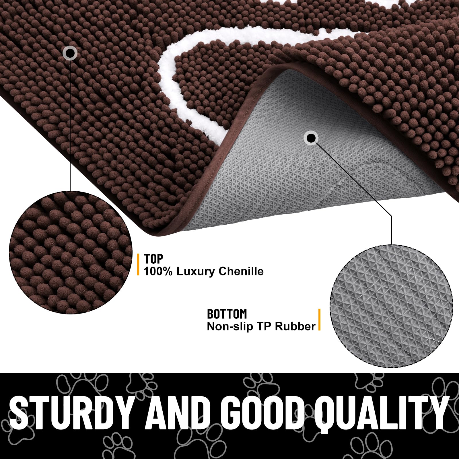Smiry non-slip rubber-base mat prevents shifting on busy doorways and high-traffic areas.