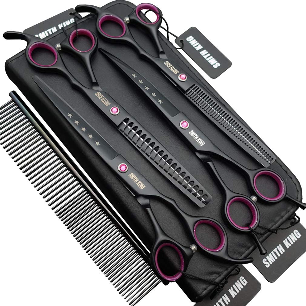 Smith King straight dog grooming scissors deliver precise, clean cuts for even fur.