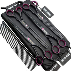 Smith King straight dog grooming scissors deliver precise, clean cuts for even fur.