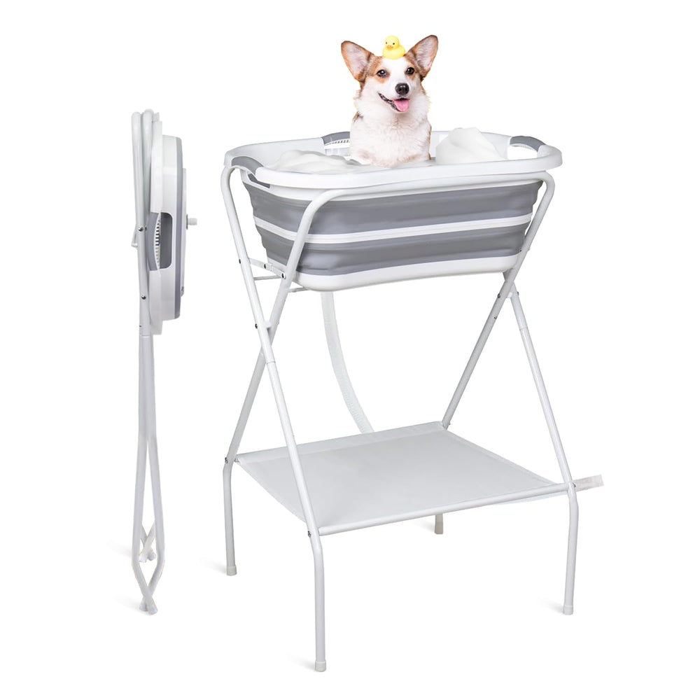 SMLXLXX portable dog bath tub collapsible design, ideal for compact storage and travel with pets.