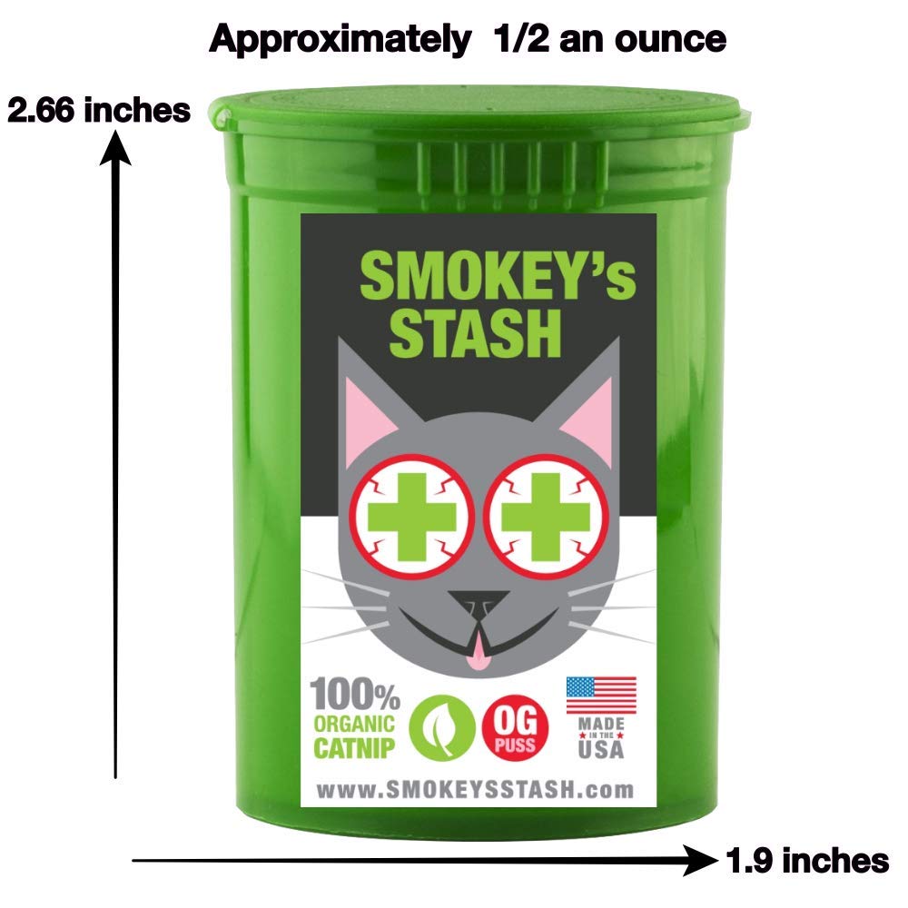 Smokey's Stash catnip aroma on nose illustrates scent attraction for play.