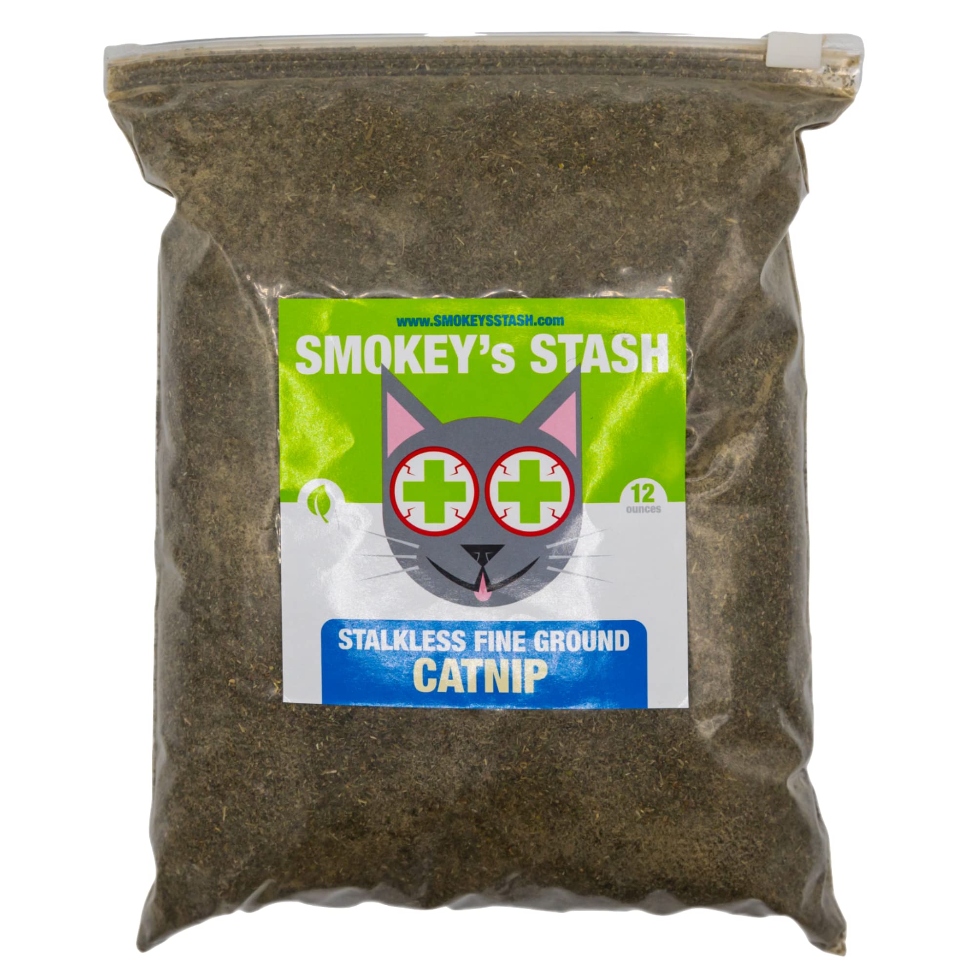 Smokey's Stash catnip stalkless ground for multi-cat play.
