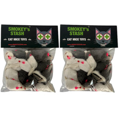 Smokey's Stash white-gray rabbit fur mouse toy close-up for soft interactive play.
