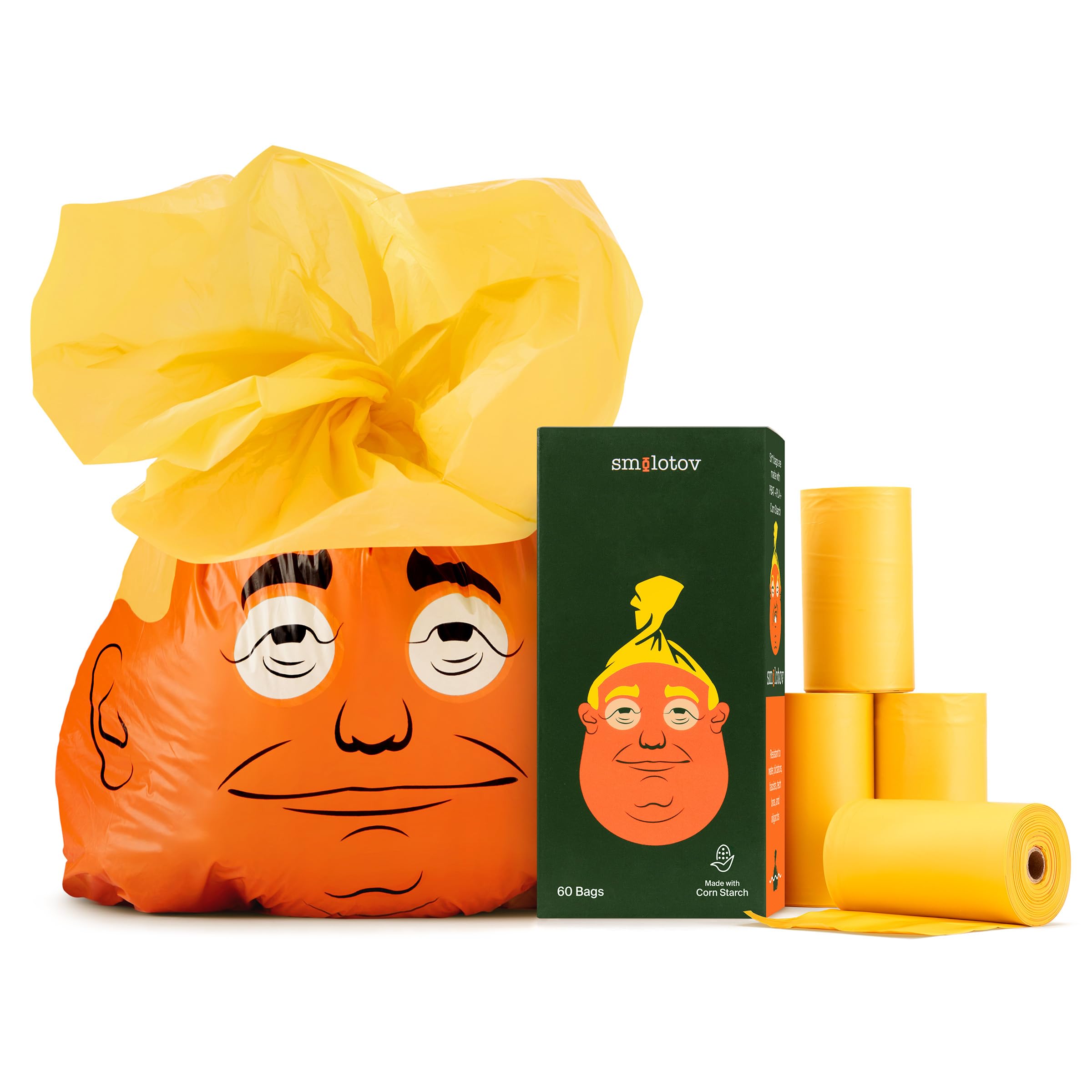 Smolotov unscented dog poop bags roll for mess-free walks and cleanups.