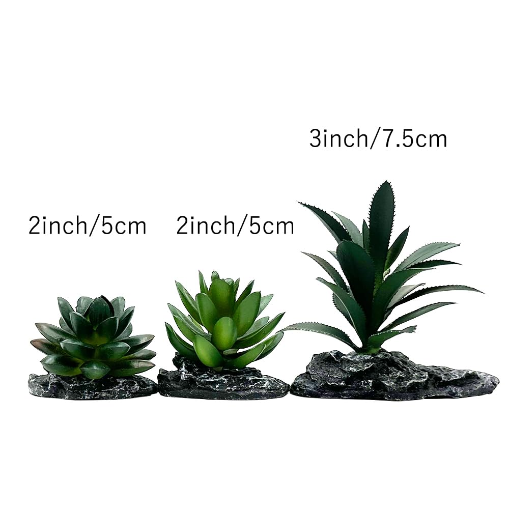 Smoothedo-Pets dark-green-3pcs artificial plants are moisture friendly for humid enclosures.