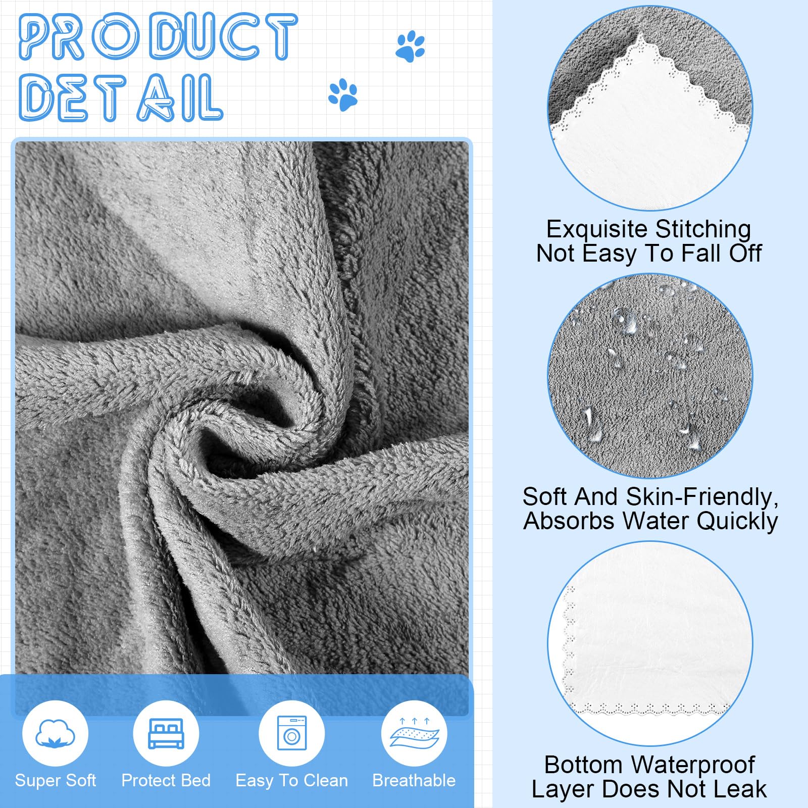 SmoothNovelty guinea pig blanket gray waterproof layer protects cages