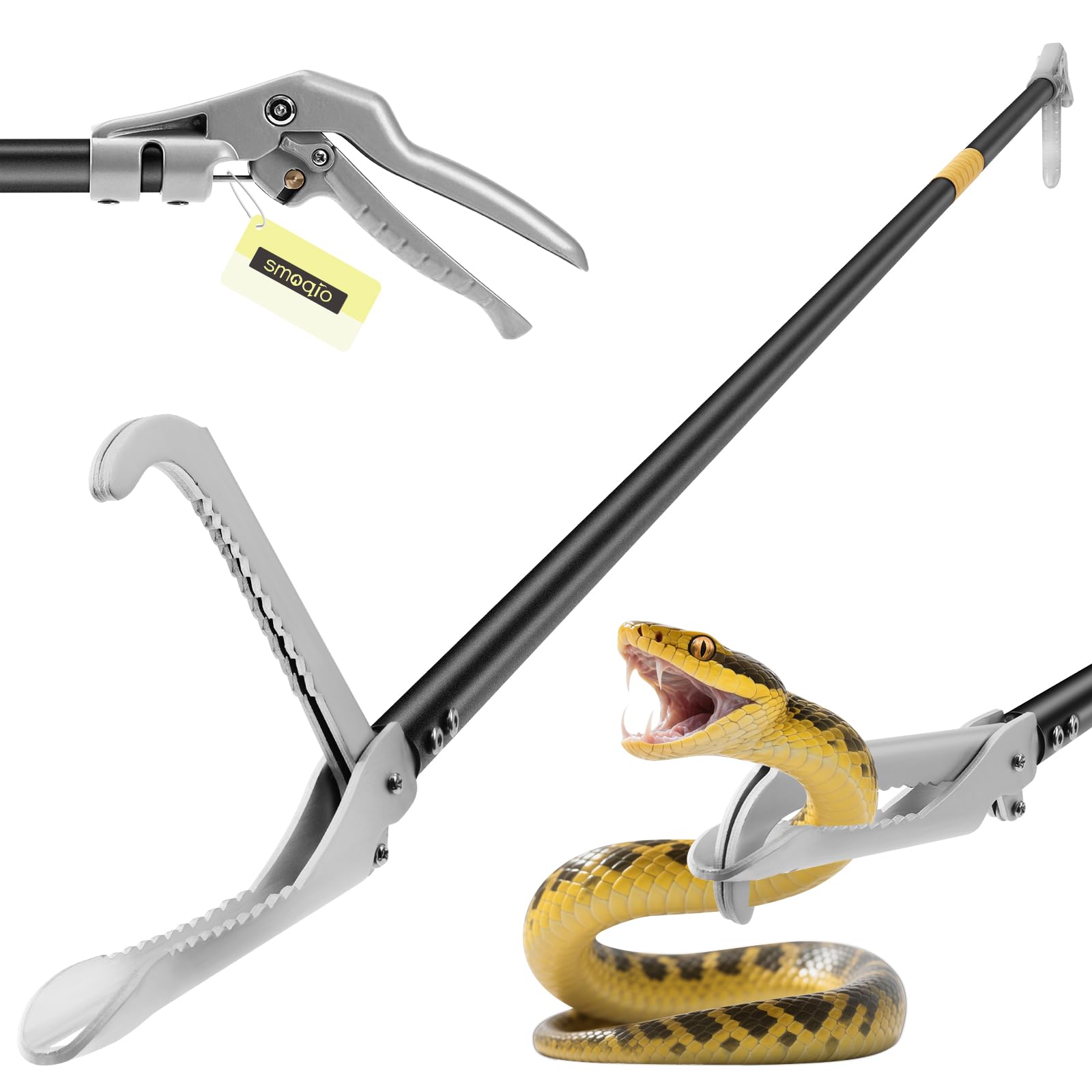 SMOQIO snake grabber tool with 59 inch extended reach for safer handling.