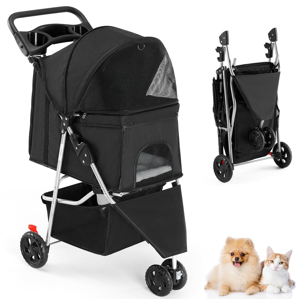 SMUG 3-Wheels Pet Stroller front view highlights lightweight design for easy daily walks.