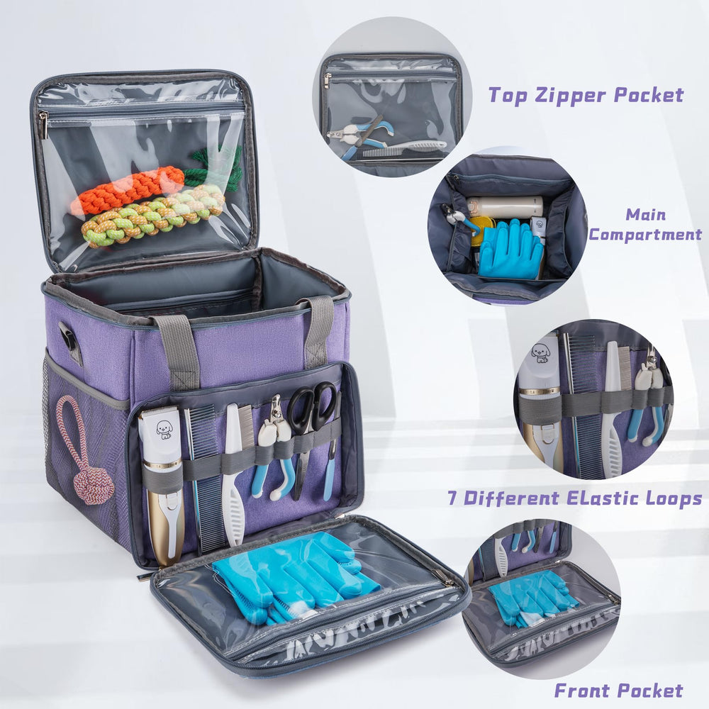 SMYV pet grooming bag oxford fabric resists wear while staying lightweight.