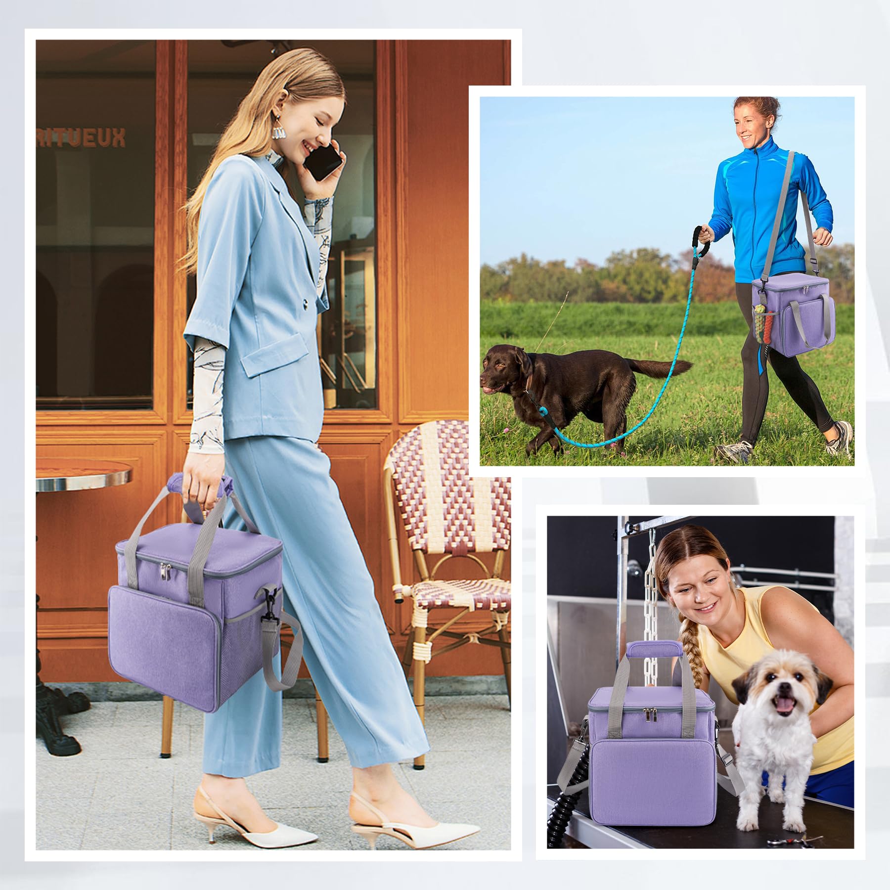 SMYV pet grooming bag purple tone adds stylish touch.