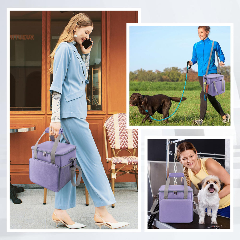 SMYV pet grooming bag purple tone adds stylish touch.
