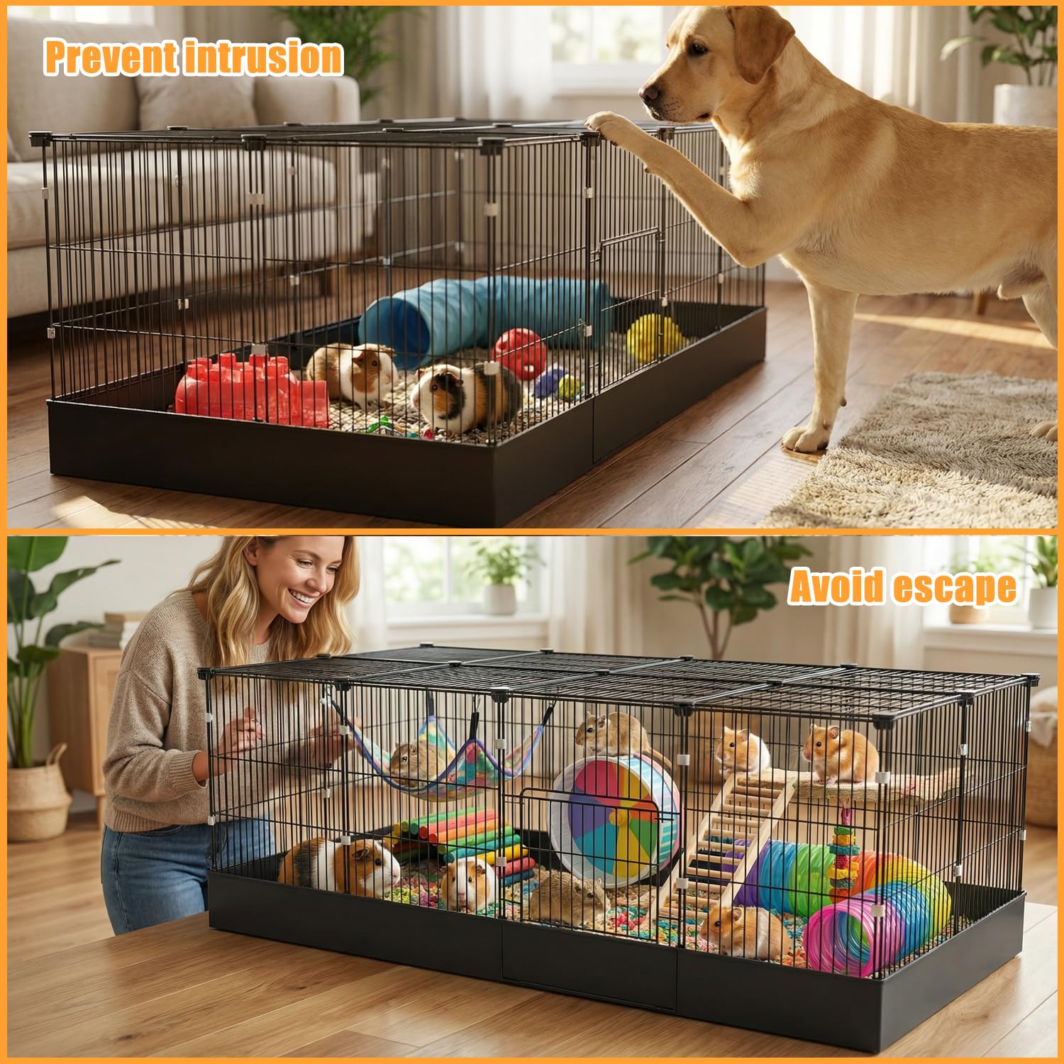 SNAAT guinea pig cage with secure hook connection for quick setup and stable maintenance