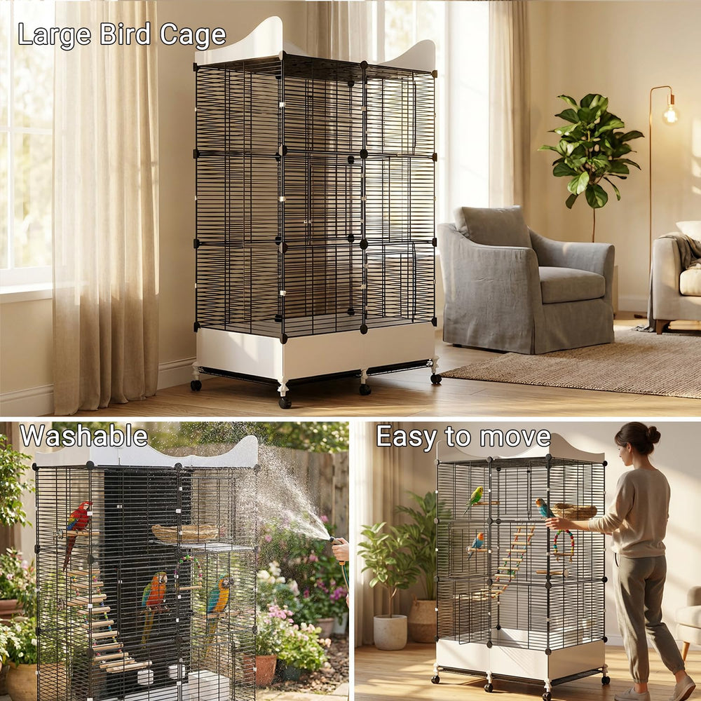 SNAAT bird cage easy-open doors simplify feeding and cleaning tasks.