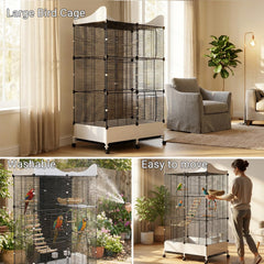 SNAAT bird cage easy-open doors simplify feeding and cleaning tasks.