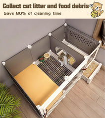 SNAAT cat cage built-in litter box reduces mess during playtime