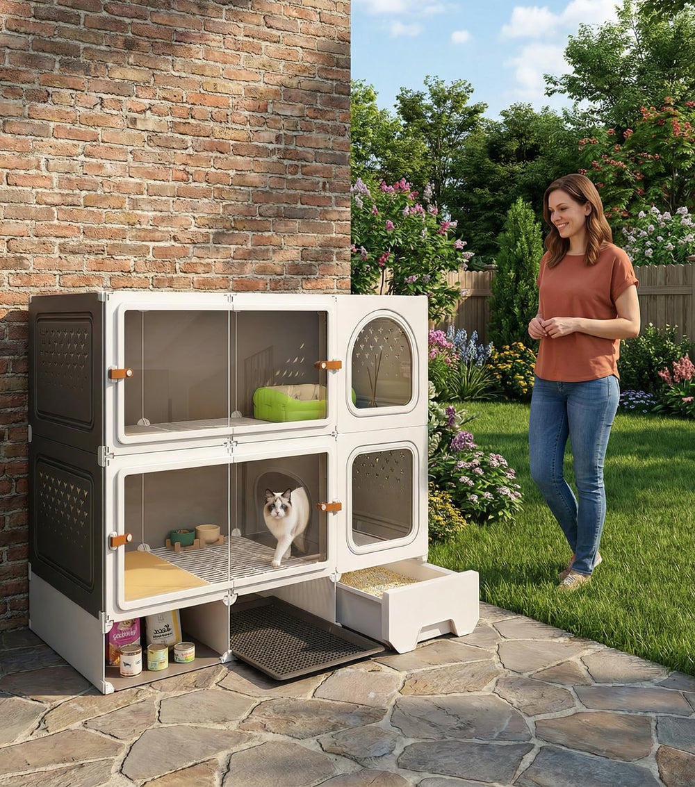 SNAAT cat cage detachable metal frame enables easy cleaning and setup