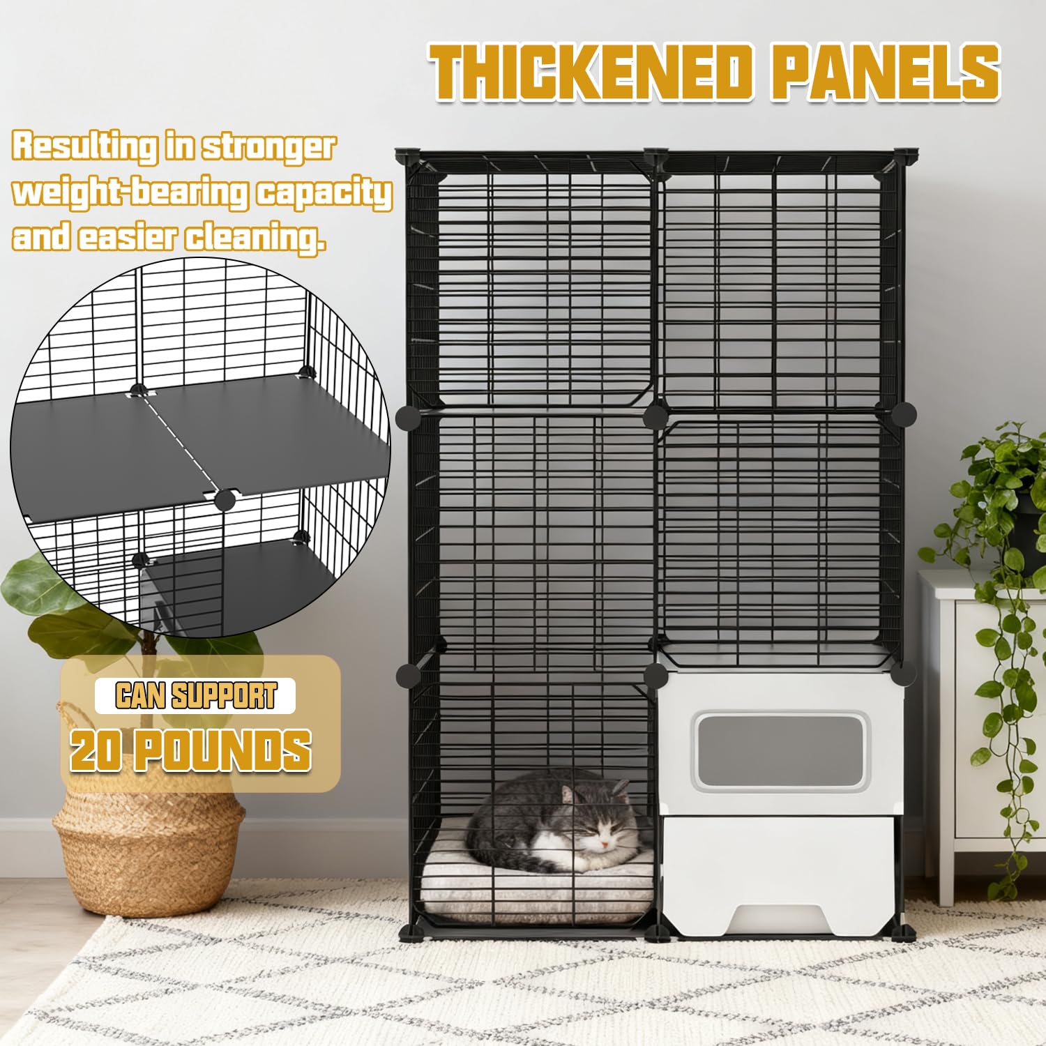 SNAAT cat cage with detachable metal wire for easy setup and storage