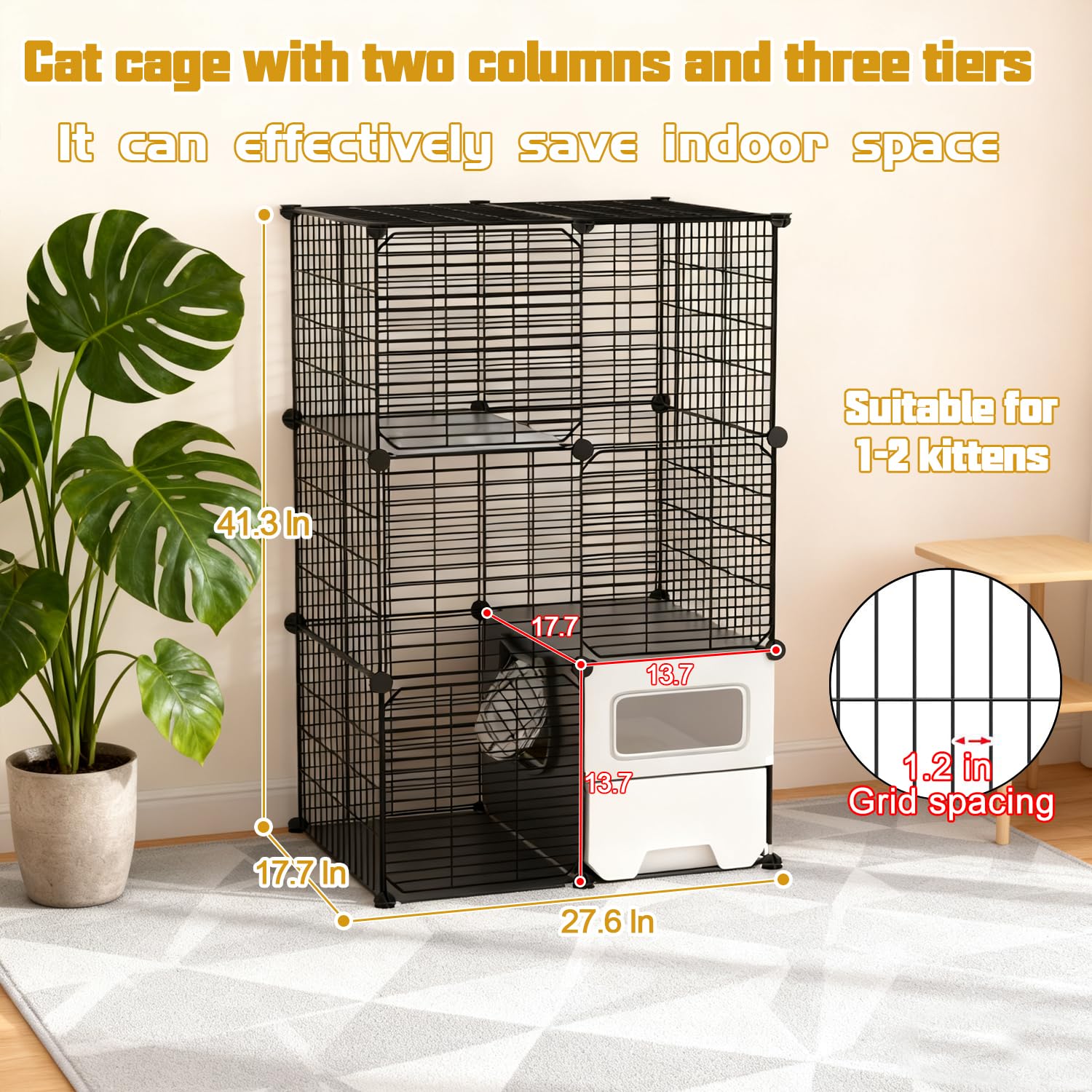 SNAAT cat cage provides a large exercise space for kittens indoors