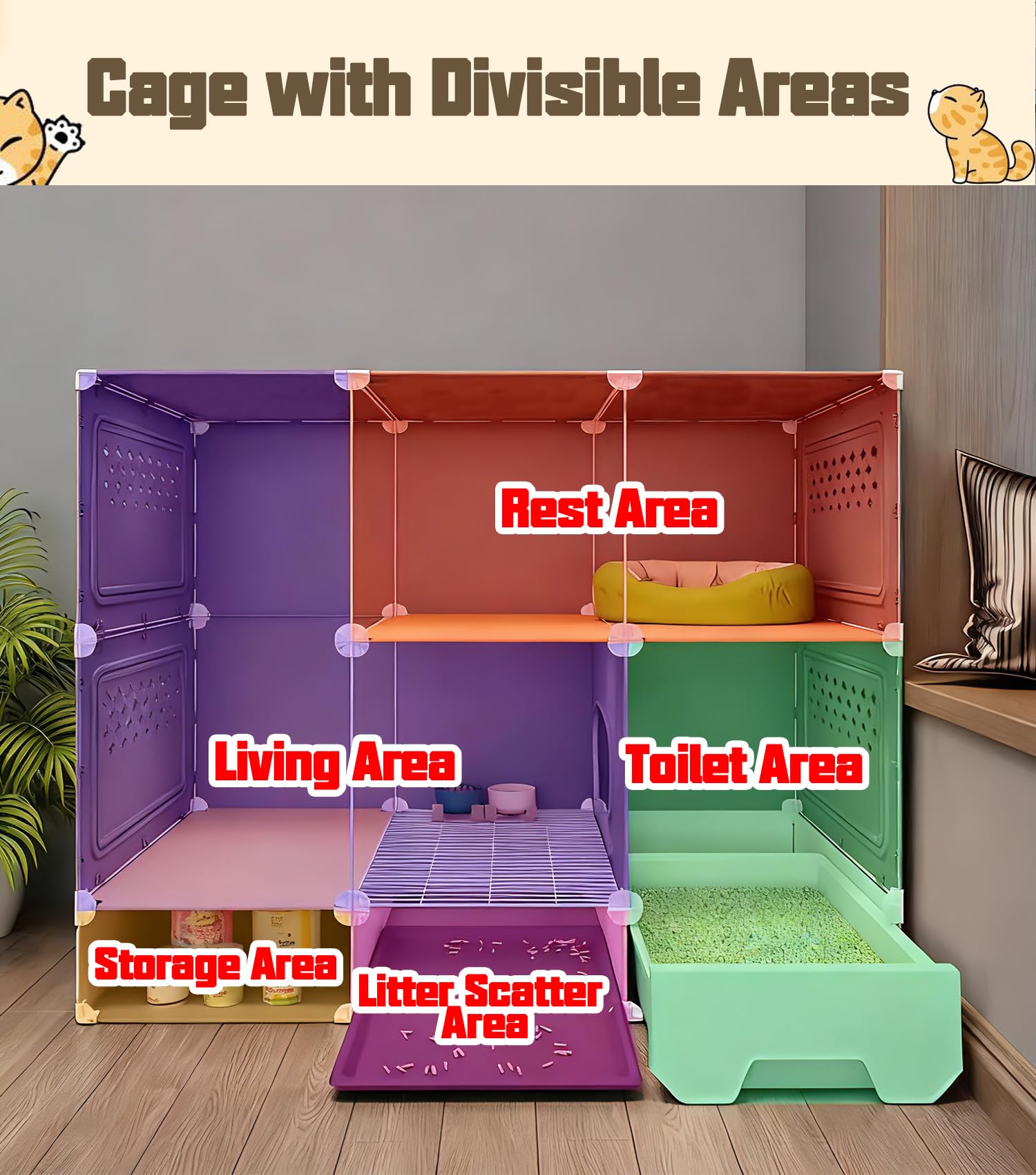 SNAAT cat cage spacious interior suitable for one or more cats