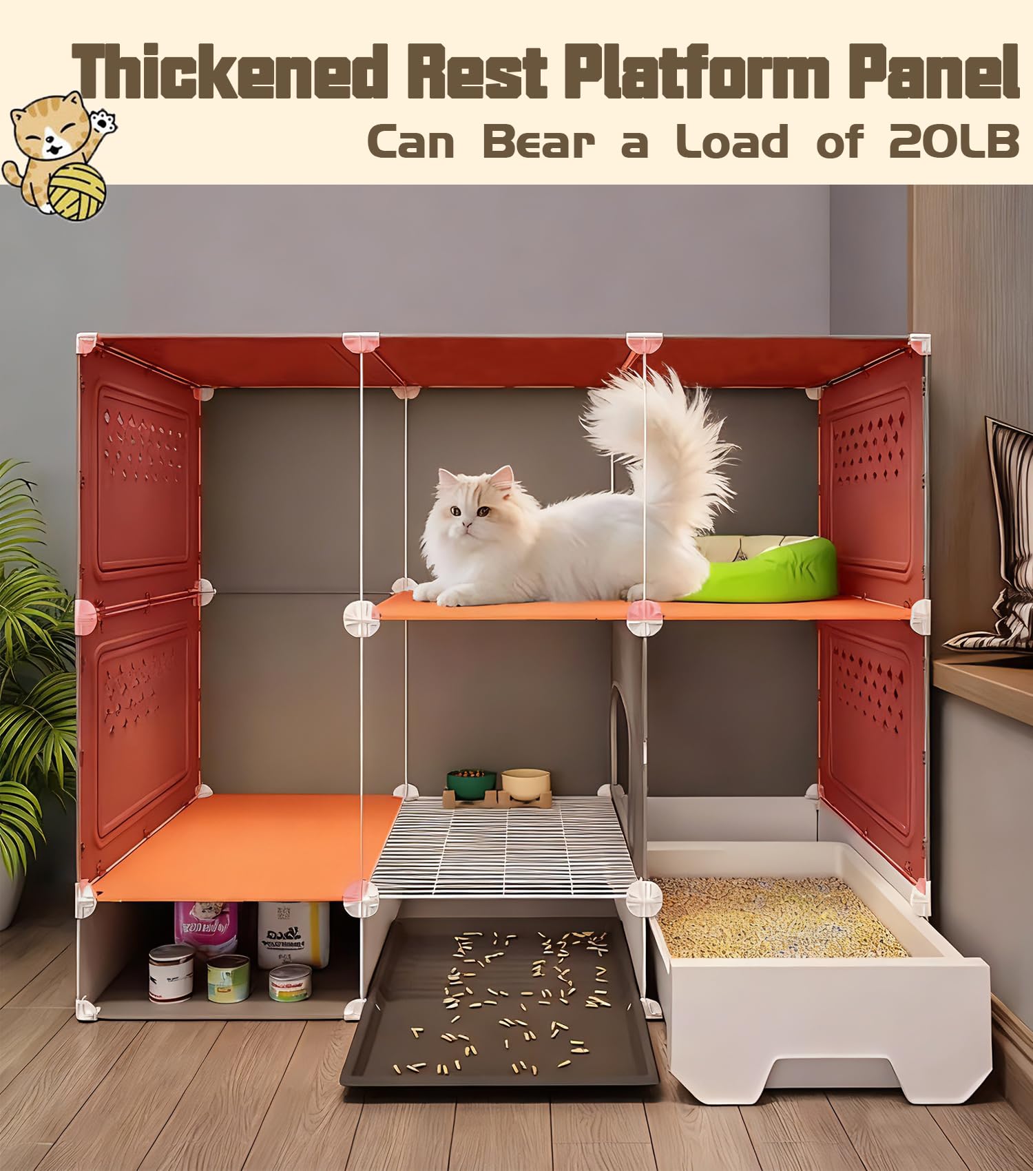 SNAAT cat cage storage top doubles as a convenient shelf for essentials