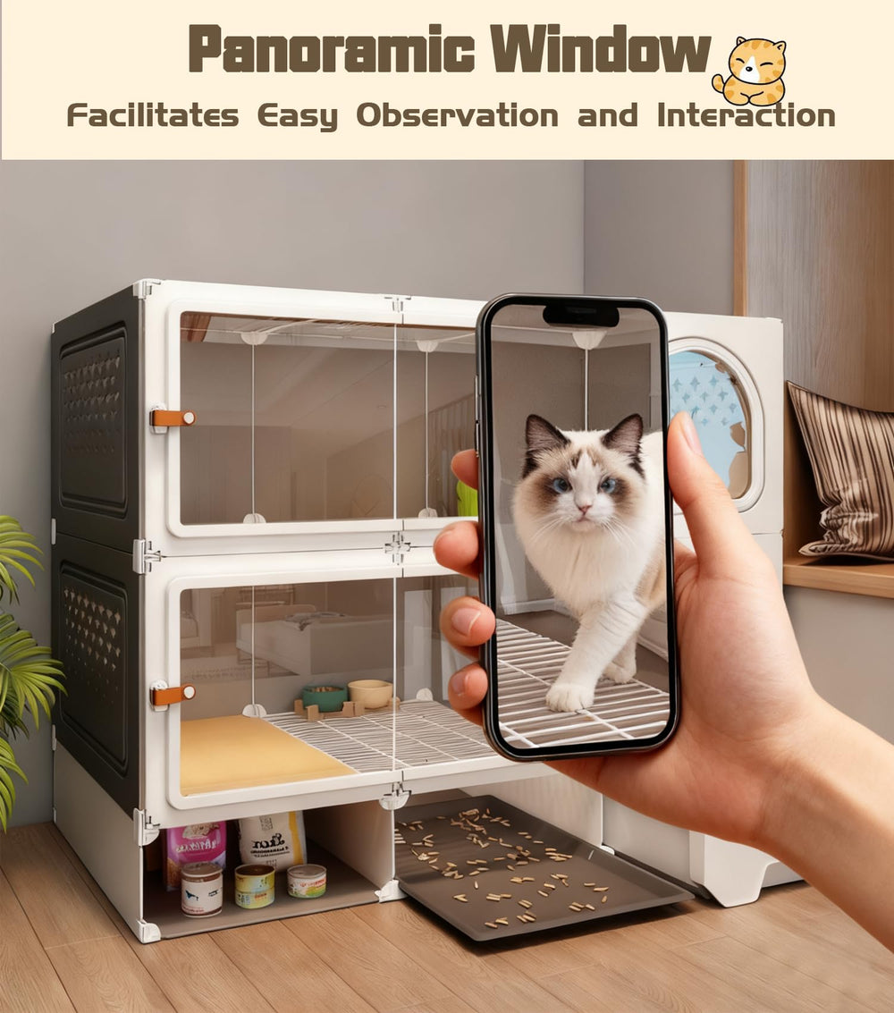 SNAAT cat cage ventilated wire sides for airflow and odor control