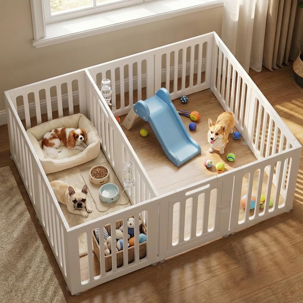 SNAAT dog playpen with door offers secure access for dogs and small pets