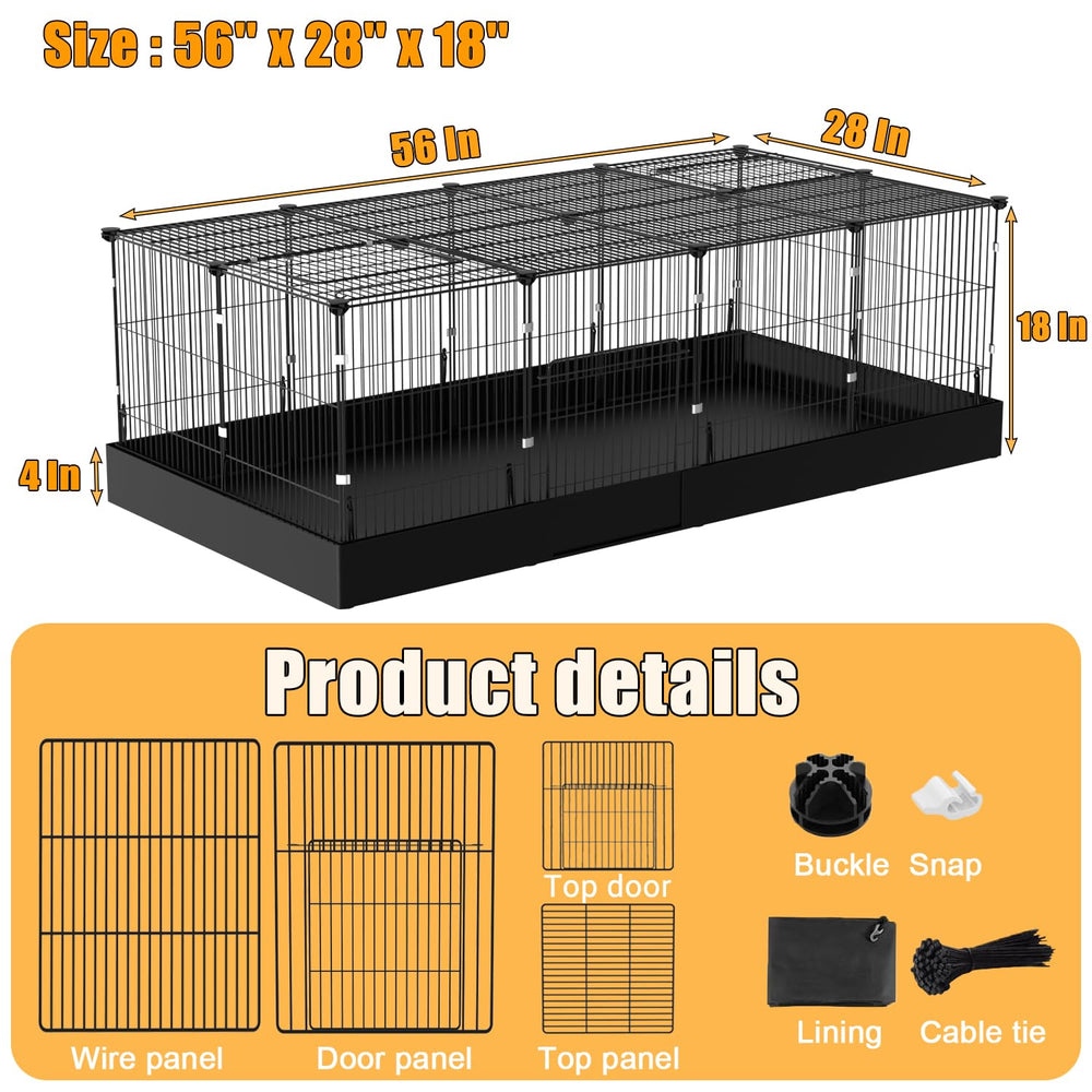 SNAAT guinea pig cage assembled with 56x28x18 inch dimensions