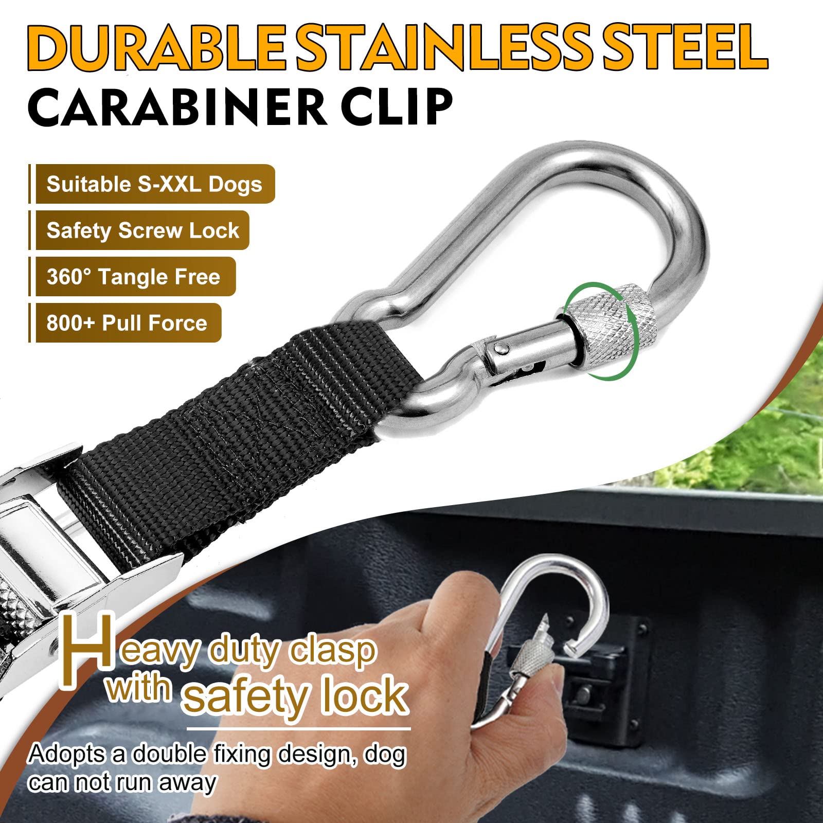 Snagle Paw 360-degree swivel buckle close-up prevents tangling and eases movement.